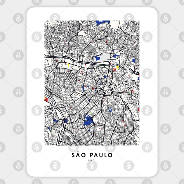 São Paulo (Brazil) Map x Piet Mondrian Sticker by notalizard